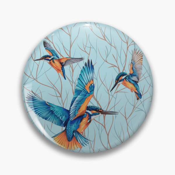 Item preview, Kingfishers in Flight designed and sold by TurquoiseBird.