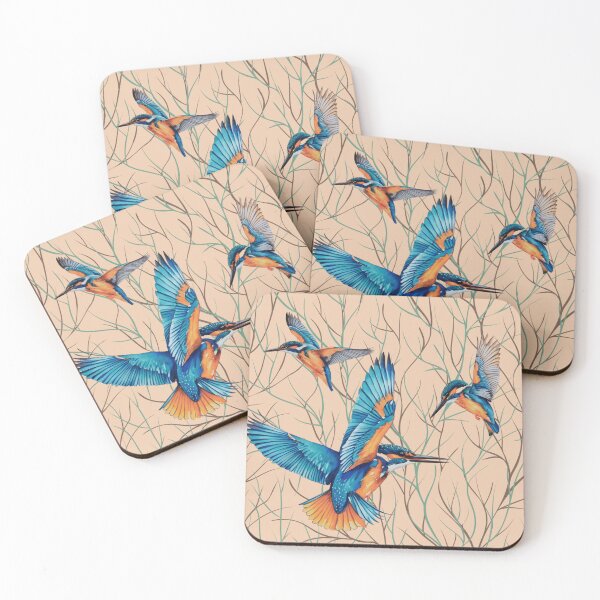 Item preview, Kingfishers in Flight designed and sold by TurquoiseBird.