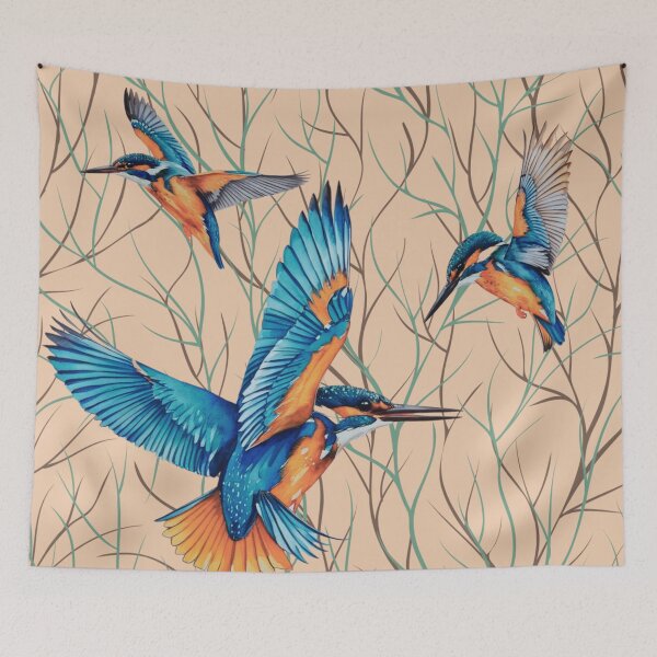 Item preview, Kingfishers in Flight designed and sold by TurquoiseBird.
