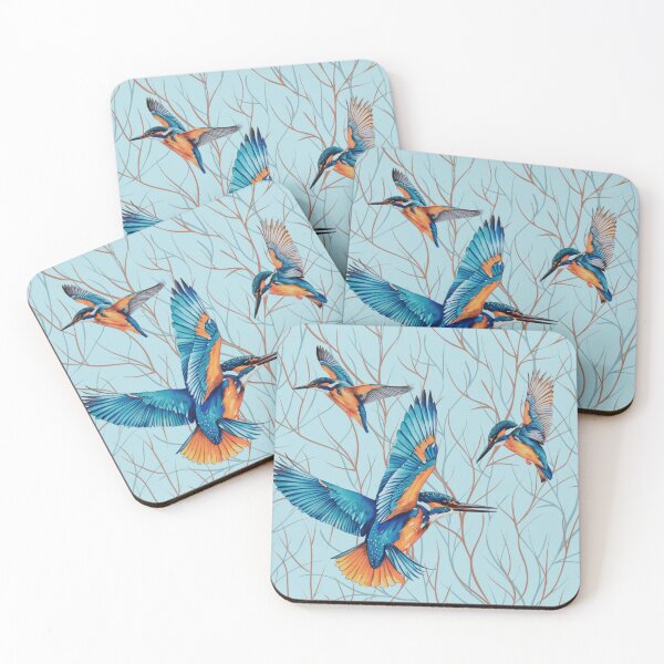 Item preview, Kingfishers in Flight designed and sold by TurquoiseBird.