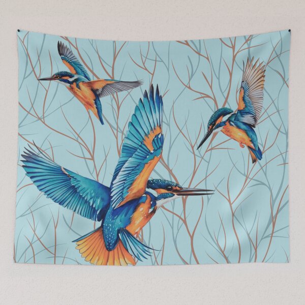 Item preview, Kingfishers in Flight designed and sold by TurquoiseBird.