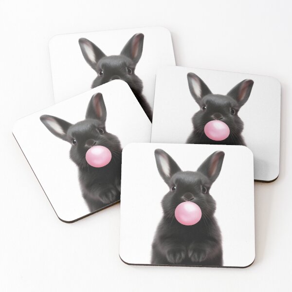 Item preview, Black Bunny Blowing a Pink Bubble designed and sold by Vibrantdream.