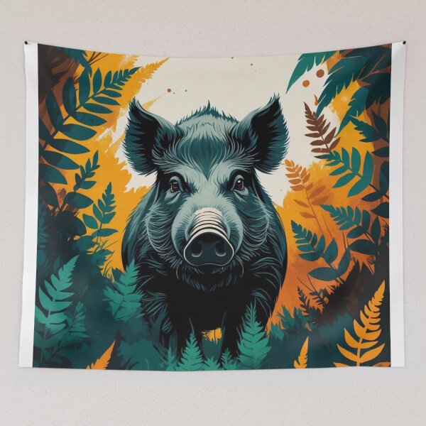 Artikelvorschau, Wildschwein-Wald-Illustration – Rustikale Wildtierkunst – Natur-Wanddekoration und -Bekleidung entworfen und verkauft von Bobrucznik.
