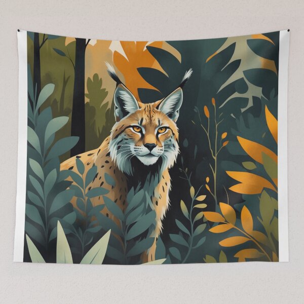 Artikelvorschau, Luchswald-Illustration – Wildkatzen-Wildtierkunst – Rustikales Naturdekor und Bekleidung entworfen und verkauft von Bobrucznik.