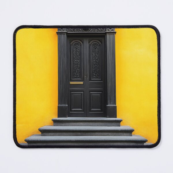 Item preview, Bright yellow wall with black door designed and sold by anytka.