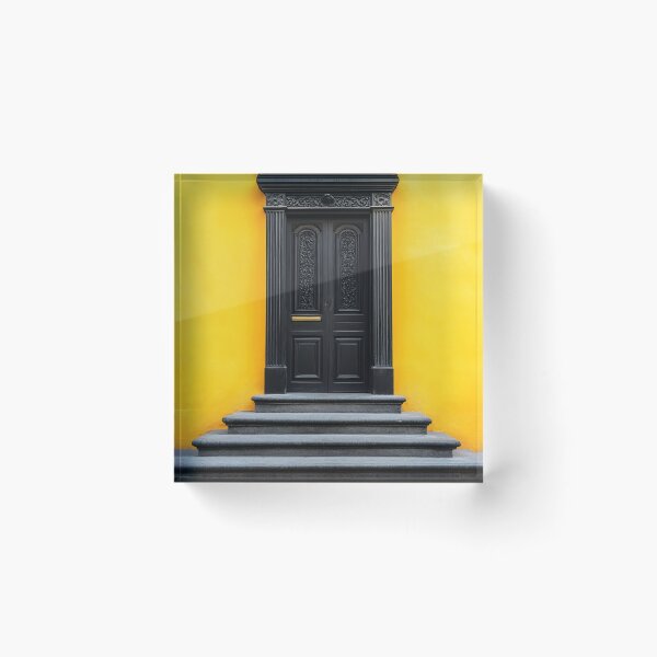 Item preview, Bright yellow wall with black door designed and sold by anytka.