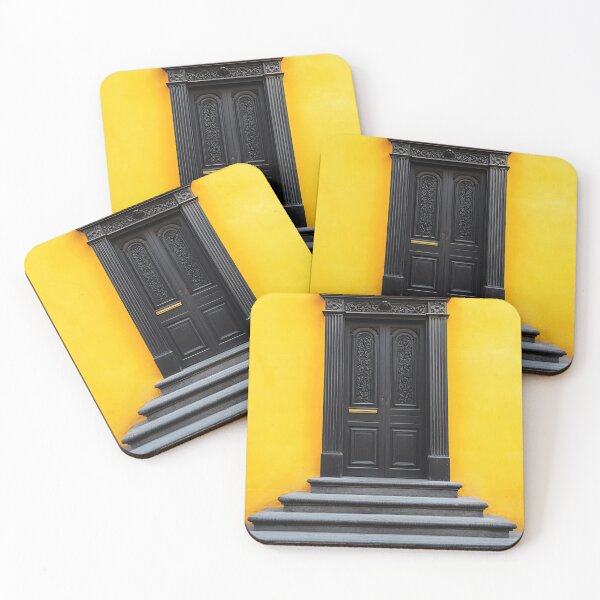 Item preview, Bright yellow wall with black door designed and sold by anytka.