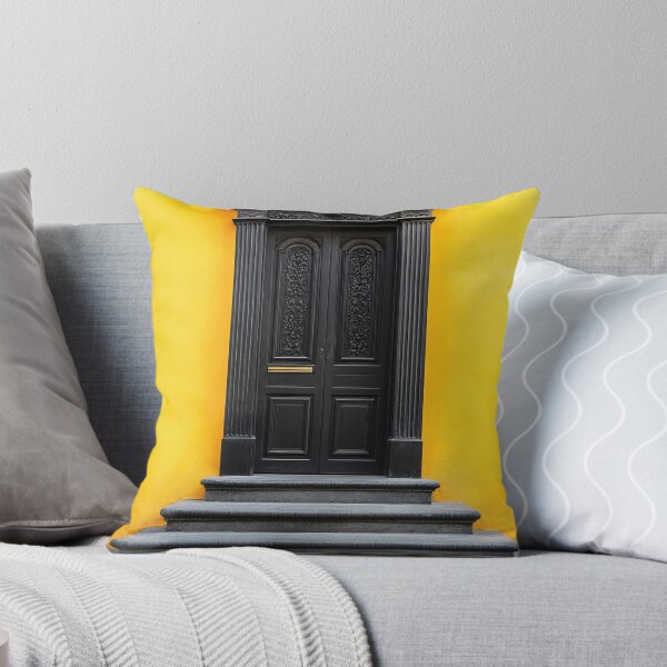 Item preview, Bright yellow wall with black door designed and sold by anytka.