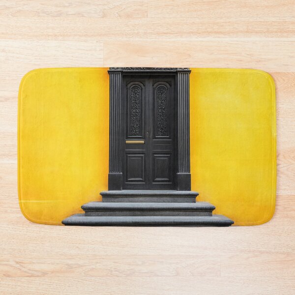 Item preview, Bright yellow wall with black door designed and sold by anytka.