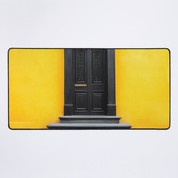 Item preview, Bright yellow wall with black door designed and sold by anytka.