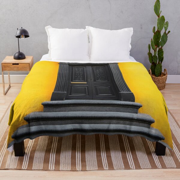 Item preview, Bright yellow wall with black door designed and sold by anytka.