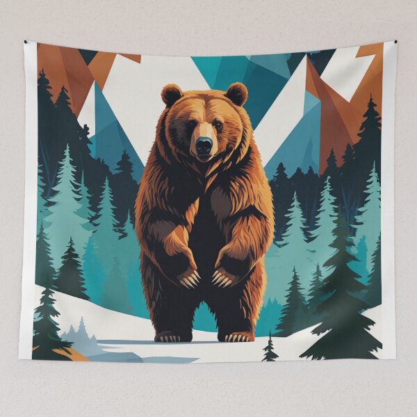 Item preview, Majestic Bear Illustration – Mountain Wildlife Art – Rustic Nature Decor & Apparel designed and sold by Bobrucznik.