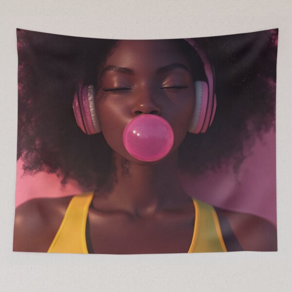 Item preview, Young woman enjoys bubble gum fun designed and sold by anytka.