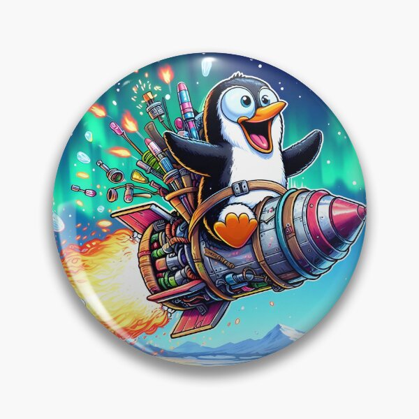 Artikelvorschau, Pinguin mit selbstgebauter Rakete – Zeichentrick-Weltraumabenteuer entworfen und verkauft von Euriruben.