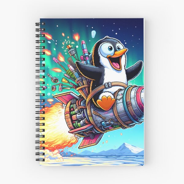Item preview, Penguin's Homebuilt Rocket Ride – Cartoon Space Adventure designed and sold by Euriruben.