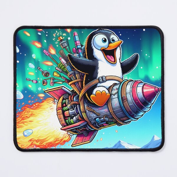 Item preview, Penguin's Homebuilt Rocket Ride – Cartoon Space Adventure designed and sold by Euriruben.