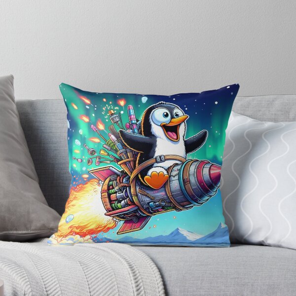 Item preview, Penguin's Homebuilt Rocket Ride – Cartoon Space Adventure designed and sold by Euriruben.