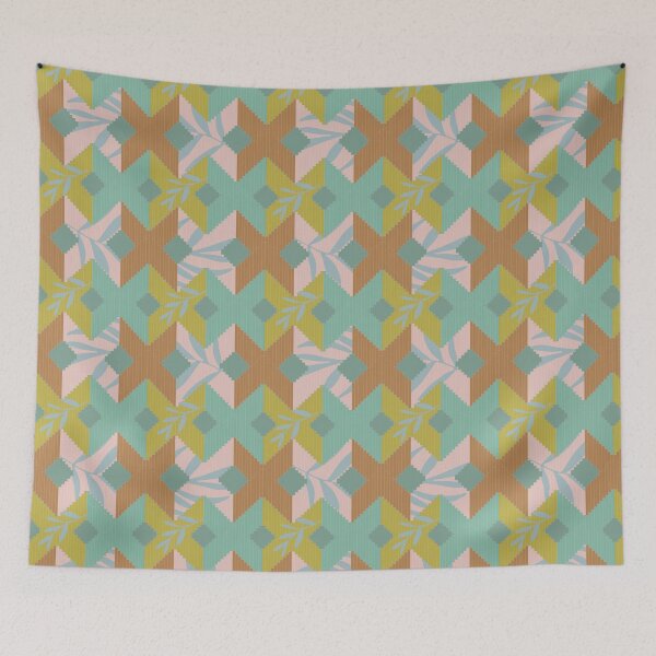 Item preview, Floor Runner - Beach Colors - Geometric Pattern with Floral Accents designed and sold by EMJAYHeiss.