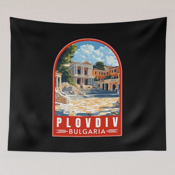 Item preview, Plovdiv in Bulgaria Retro Travel Art Emblem designed and sold by MaateoDesign.
