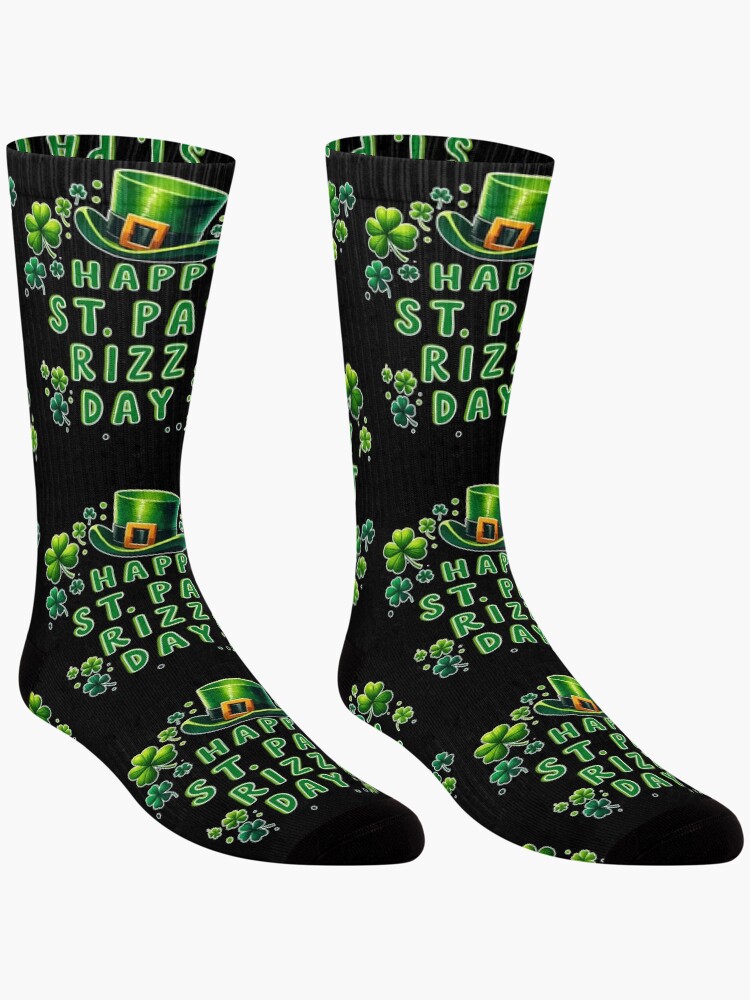 Thumbnail 3 of 5, Socks, Happy St Pat Rizz Day designed and sold by EnchantedOwl.