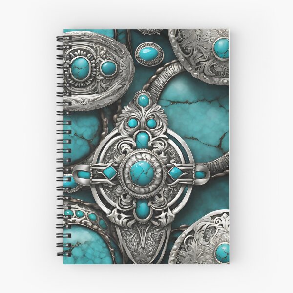 Item preview, Western Turquoise and Silver Concho Pattern – Rustic Southwest Design designed and sold by CoastalEmp.