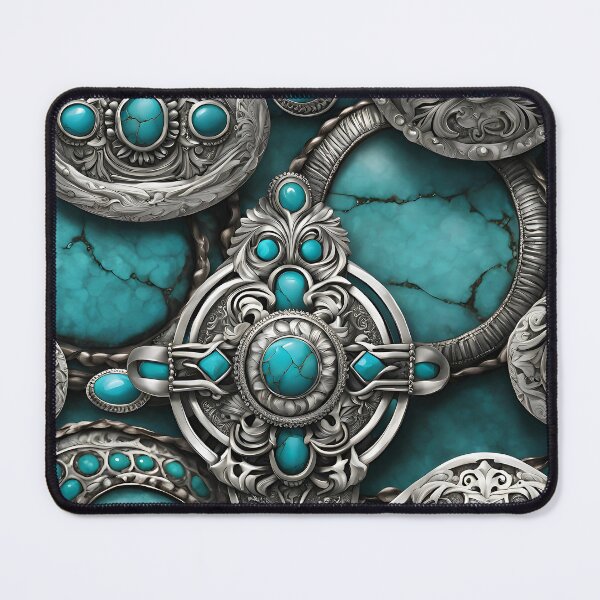 Item preview, Western Turquoise and Silver Concho Pattern – Rustic Southwest Design designed and sold by CoastalEmp.