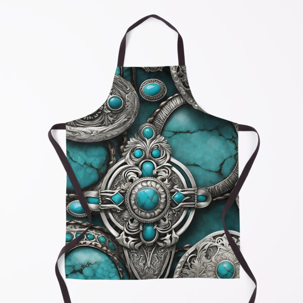 Item preview, Western Turquoise and Silver Concho Pattern – Rustic Southwest Design designed and sold by CoastalEmp.