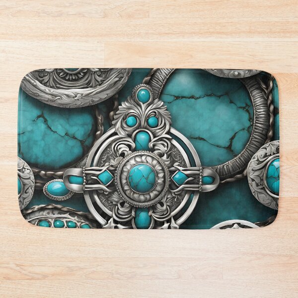 Item preview, Western Turquoise and Silver Concho Pattern – Rustic Southwest Design designed and sold by CoastalEmp.