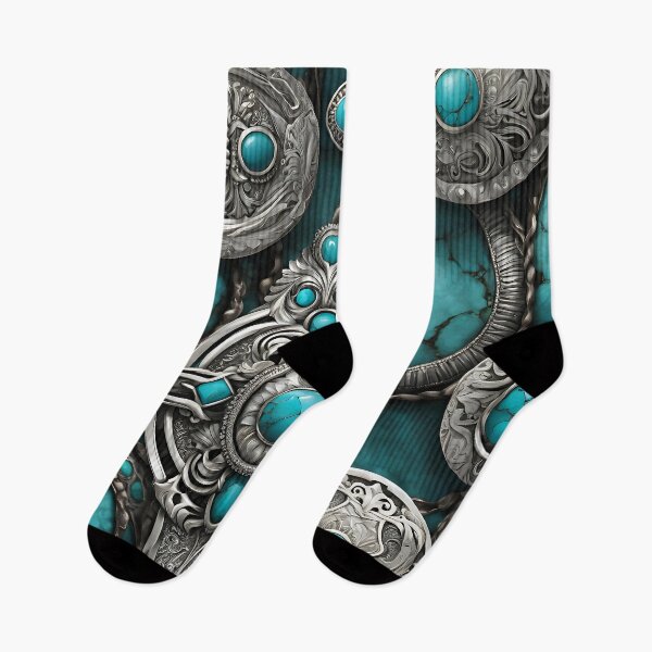 Item preview, Western Turquoise and Silver Concho Pattern – Rustic Southwest Design designed and sold by CoastalEmp.