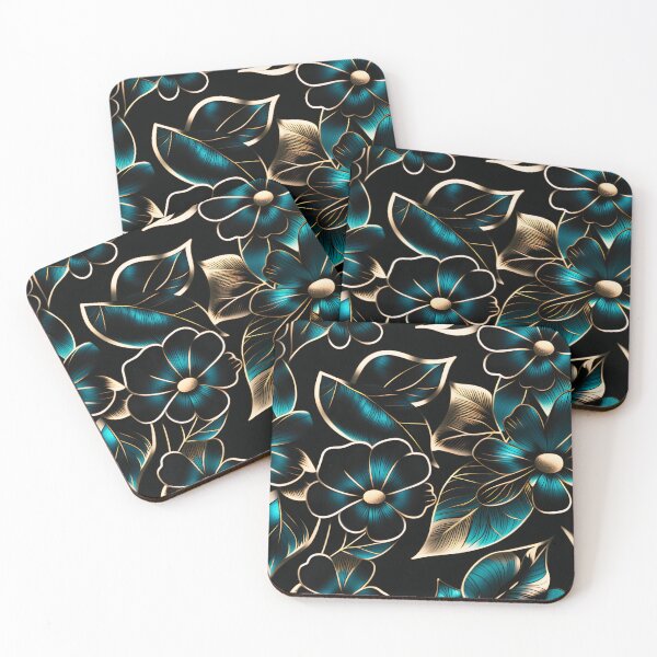 Item preview, Sultry Metallic Teal Floral Pattern in a Seamless Repeat for Art and Design designed and sold by Juliette Ozkalfayan.