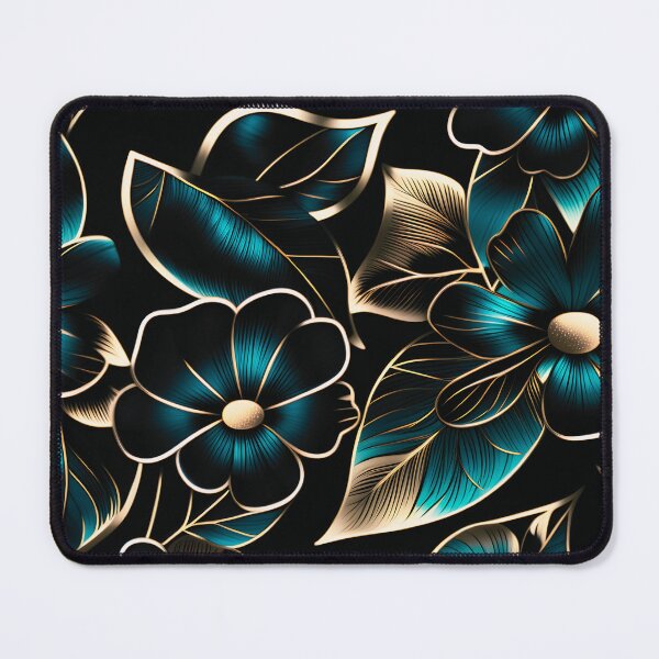 Item preview, Sultry Metallic Teal Floral Pattern in a Seamless Repeat for Art and Design designed and sold by Juliette Ozkalfayan.