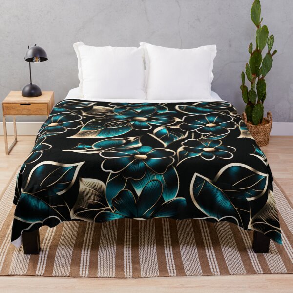 Item preview, Sultry Metallic Teal Floral Pattern in a Seamless Repeat for Art and Design designed and sold by Juliette Ozkalfayan.