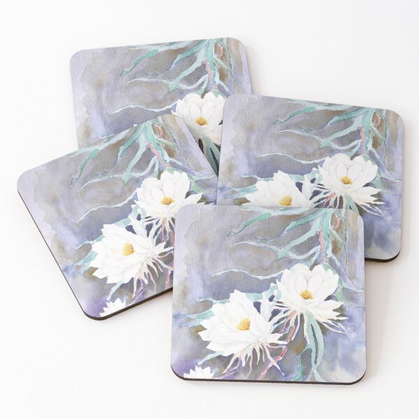 Item preview, white epiphyllum flowers  watercolor  designed and sold by ColorandColor.