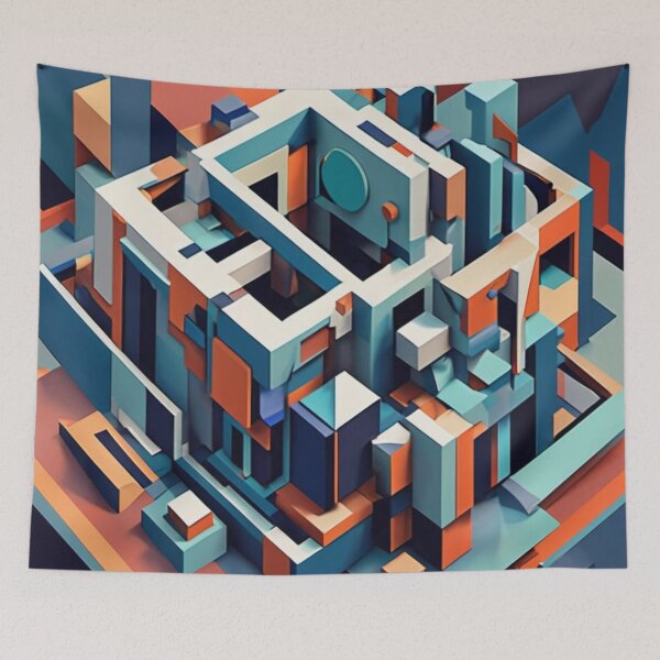 Item preview, Futuristic Geometric Cityscape designed and sold by Harmonic_Layers.