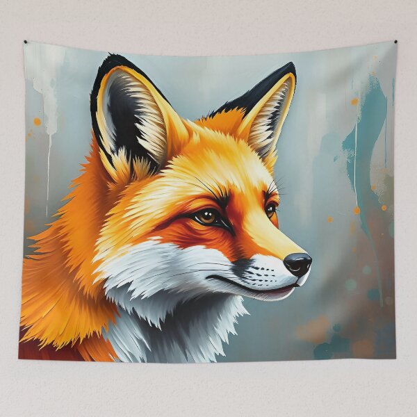 Item preview, Red Fox Portrait Abstract Forest Woodland Wildlife designed and sold by kakarikihill.