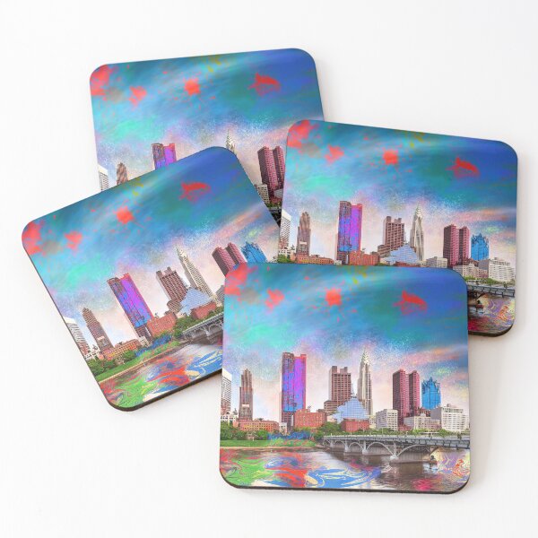 Item preview, Columbus Skyline Graffiti Art – Colorful Abstract Cityscape designed and sold by Phat Dog Designs .
