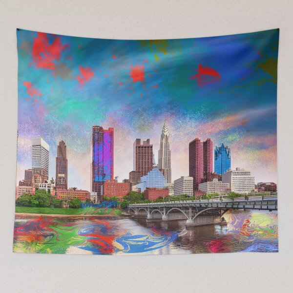 Item preview, Columbus Skyline Graffiti Art – Colorful Abstract Cityscape designed and sold by Phat Dog Designs .