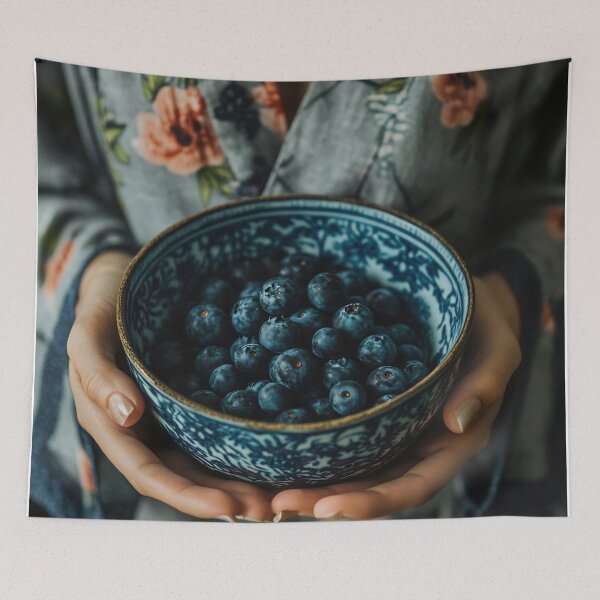 Item preview, Holding a bowl of fresh blueberries designed and sold by anytka.