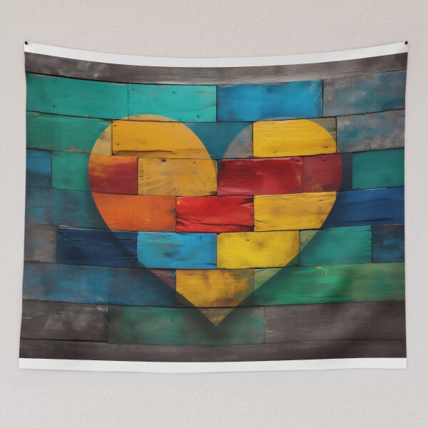 Item preview, Vibrant Wooden Heart Mosaic designed and sold by anytka.