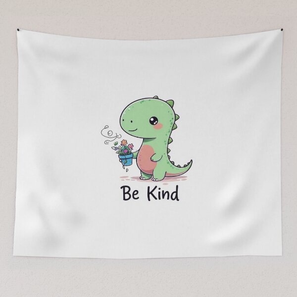 Item preview, Cute Dinosaur Be Kind Holding Flower Pot designed and sold by Mr-wow.