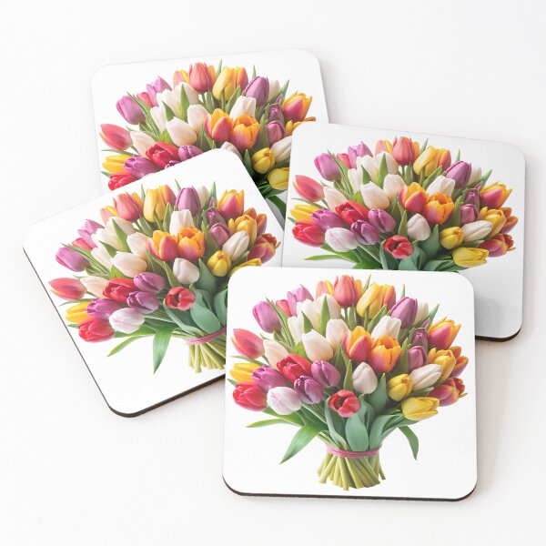 Item preview, beautiful colorful spring tulips bouquet designed and sold by DuskTillDown.