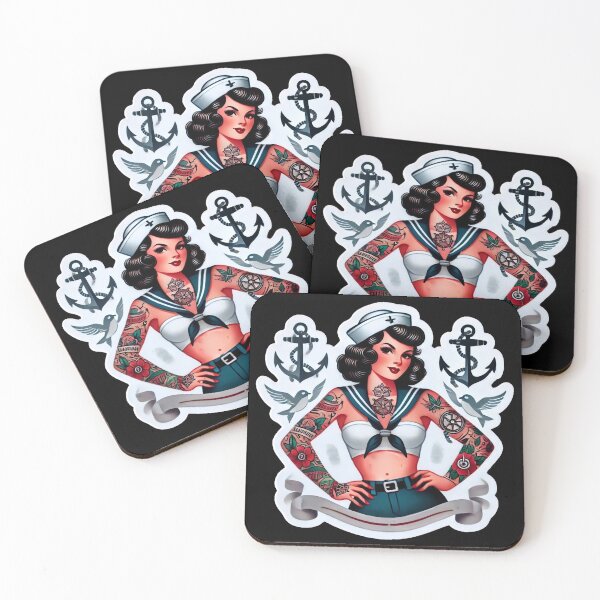 Item preview, Vintage Sexy Tattooed Sailor Pin-up designed and sold by PinUpPizzazz.