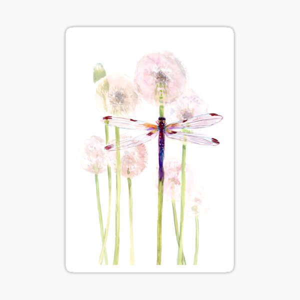 Dragonfly and Dandelions Sticker