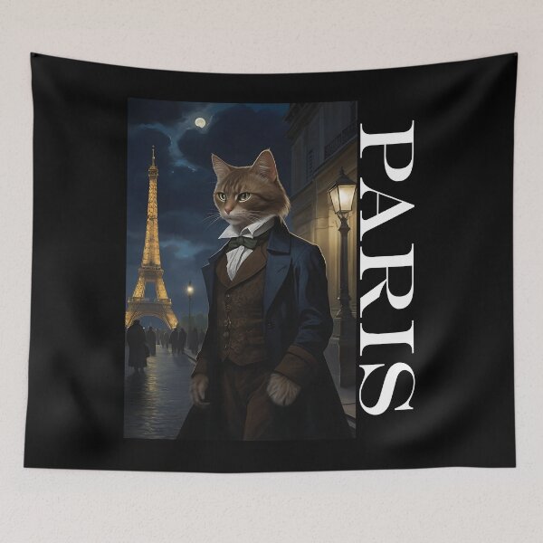 Item preview, Vampire Cat with Eiffel Tower Paris Animal Gothic Design designed and sold by WorldRoverShirt.