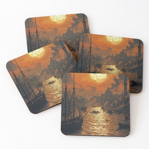 Item preview, Golden Reflections of an Eastern Harbor designed and sold by oanaunciuleanu.