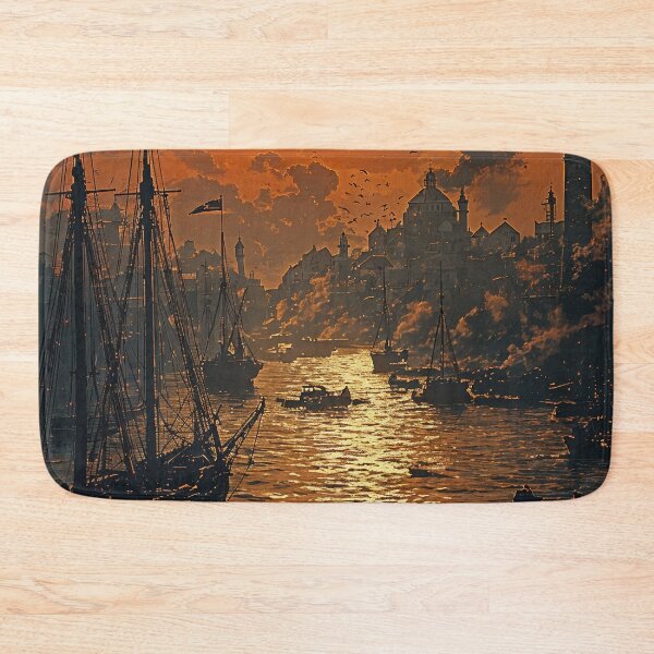 Item preview, Golden Reflections of an Eastern Harbor designed and sold by oanaunciuleanu.