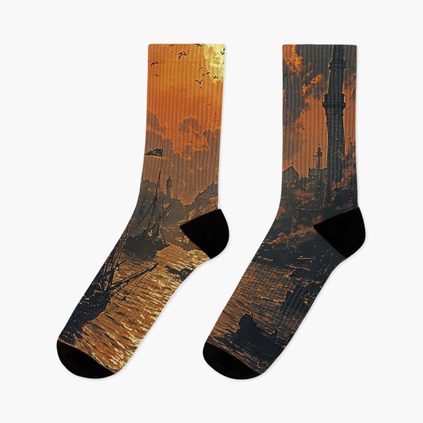 Item preview, Golden Reflections of an Eastern Harbor designed and sold by oanaunciuleanu.