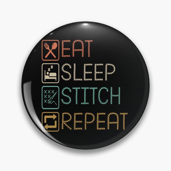 Item preview, Colorful Cross Stitch Pattern Showing Eat, Sleep, Stitch, Repeat Lifestyle Design designed and sold by ElenaHrubes.
