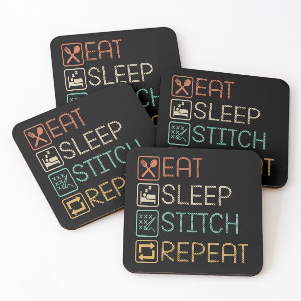 Item preview, Colorful Cross Stitch Pattern Showing Eat, Sleep, Stitch, Repeat Lifestyle Design designed and sold by ElenaHrubes.