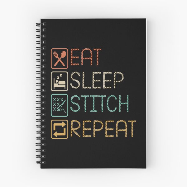 Item preview, Colorful Cross Stitch Pattern Showing Eat, Sleep, Stitch, Repeat Lifestyle Design designed and sold by ElenaHrubes.